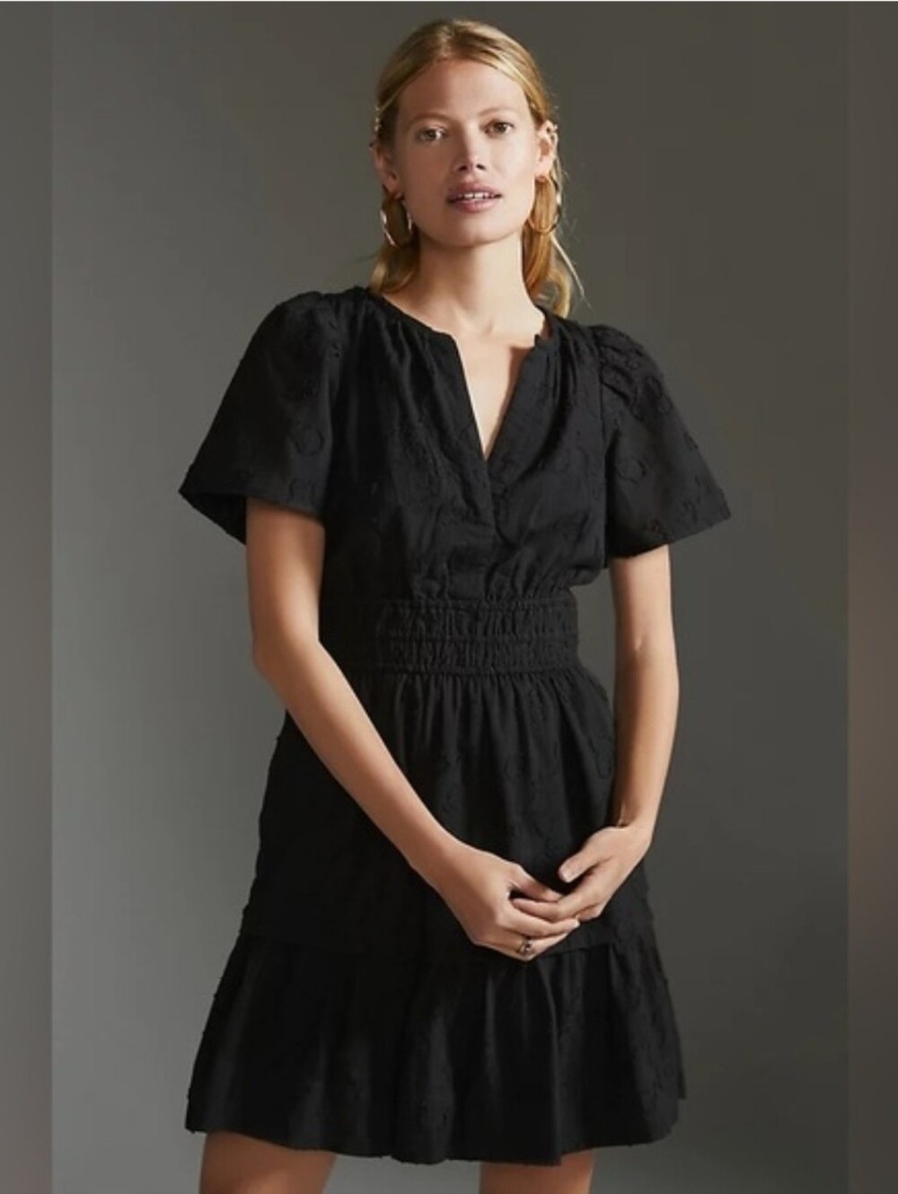 Anthropologie Somerset Mini Dress In Textured Black